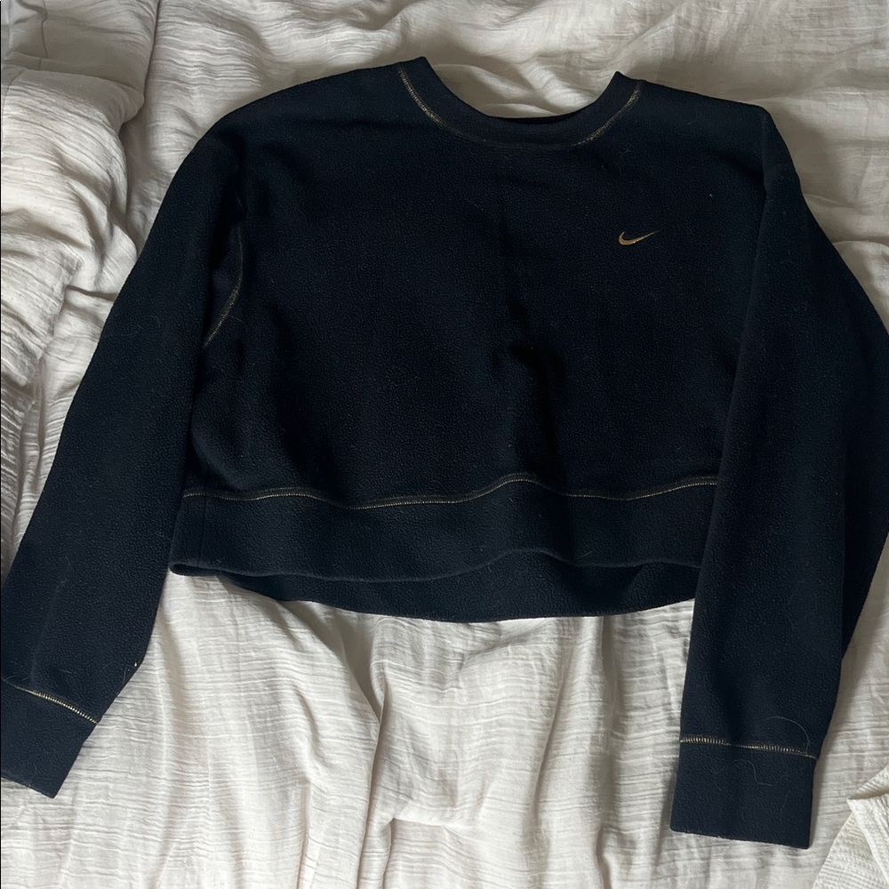 Nike Black and Gold Cropped Sweatshirt